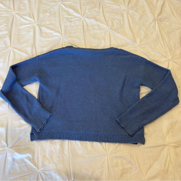 Aeropostale Women's Blue Knit V-Neck Long Sleeves Crop Pullover Sweater Size L/G - Picture 6 of 9
